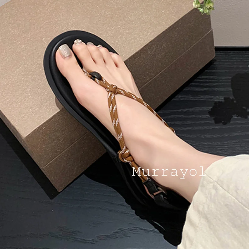 New One Strap Pinch Toe Flat Sandalias Women's Solid Color Rhinestone Decor Flip Flops Sandals Summer Sandy Beach Vacation Shoes