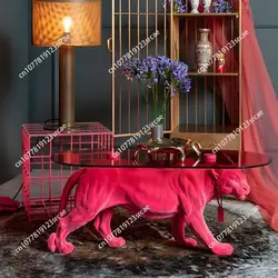 Luxury Leopard Coffee Tables Furniture Living Room Central Tv Sofa Side Table Creative Design Large Floor Decoration Sculpture
