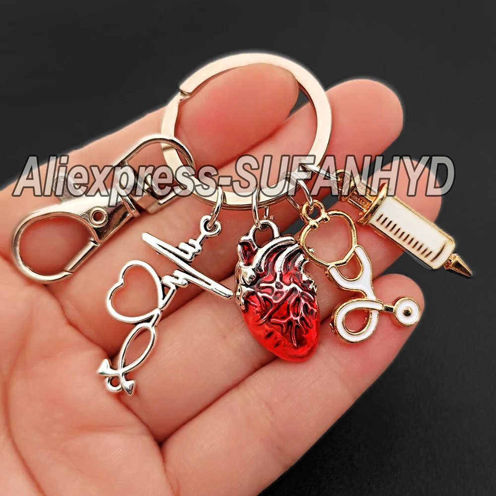Heart Pendant Keychain Medical Anatomy Keychain Heart-shaped Keychain Doctor and Nurse Bag Chain Jewelry Gift