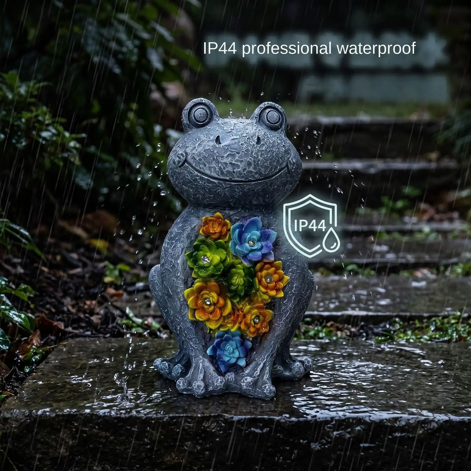 Resin Waterproof Solar Frogs for Outdoors Cute Figurine Decoration Durable Solar Garden Statue For Park Patio Flower Bed Lawn