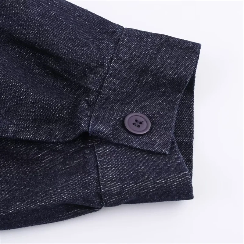 KEYANKETIAN الخريف جديد المرأة جولة الرقبة طويلة الأكمام هيم الرباط غسلها الدنيم رقيق الطيار سترة معطف المرأة #4