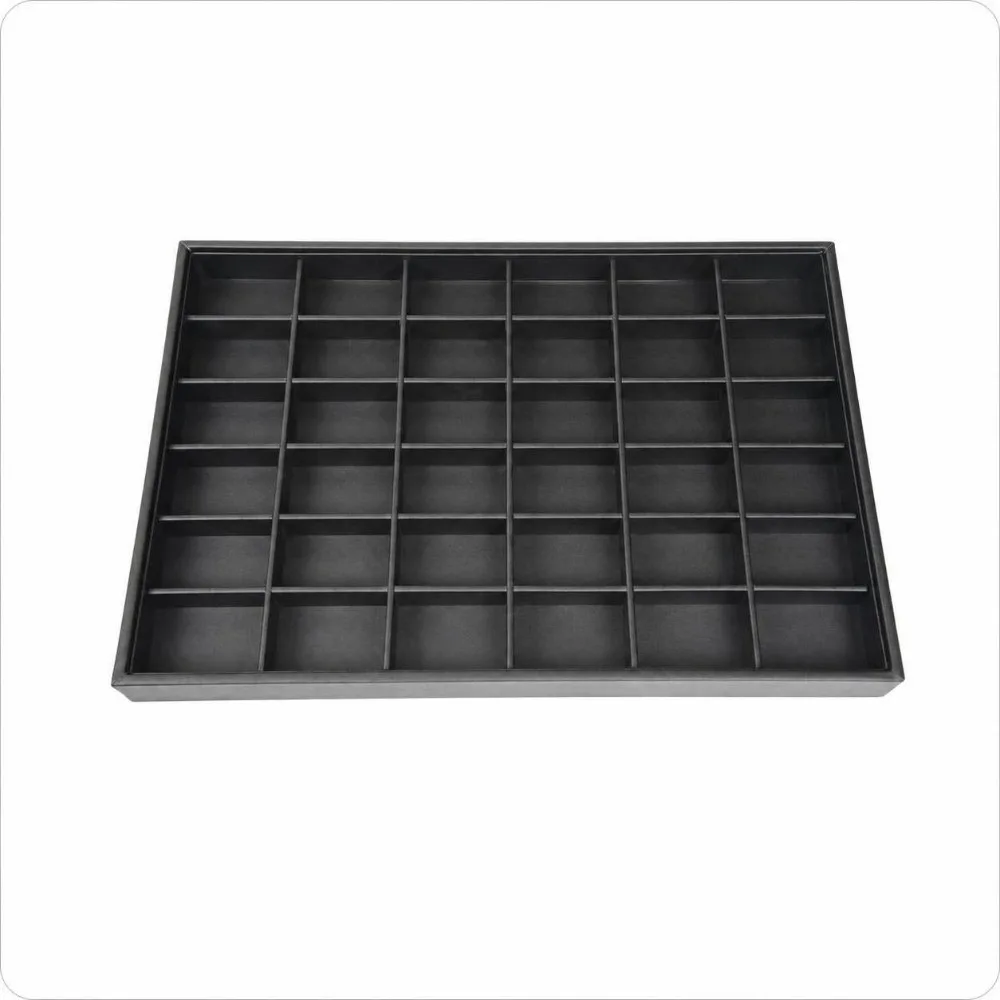 Stackable Jewelry Display Tray PU Leather Multi Compartments Jewelry Storage Organizer Waterproof Black Storage Rack