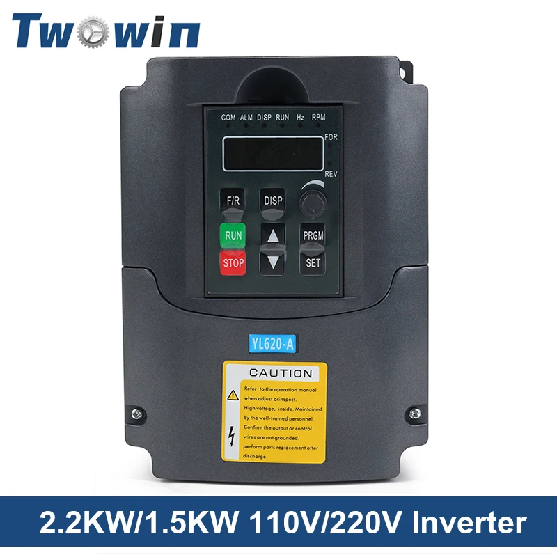 

TWOWIN 2.2KW/1.5KW Spindle Inverter Frequency Converter 110V/220V VFD Variable Frequency Driver AC/DC For CNC Spindle Motor