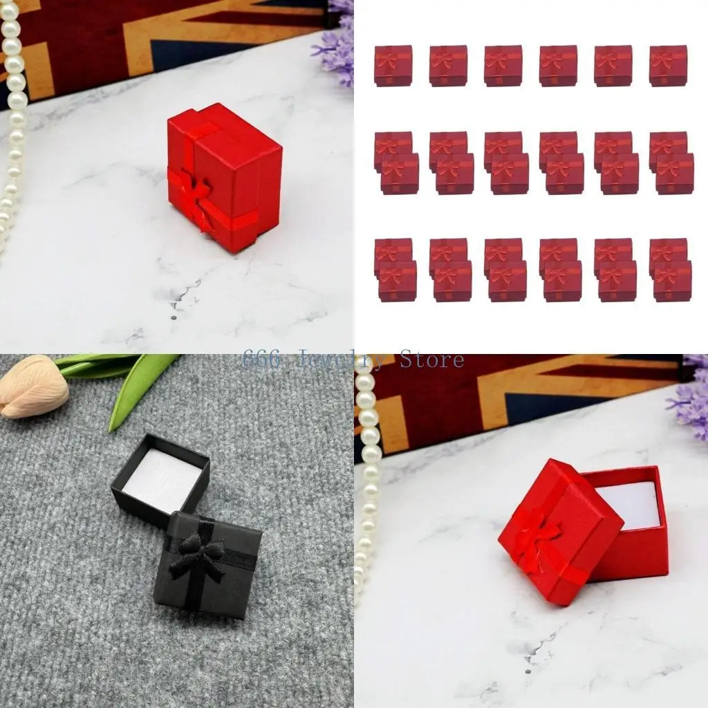 

F2TD 30pcs Jewelry Gifts Boxes Small Cardboard Box with Lid Bowknot Home Accessory for Rings Necklaces Earrings Daily Use