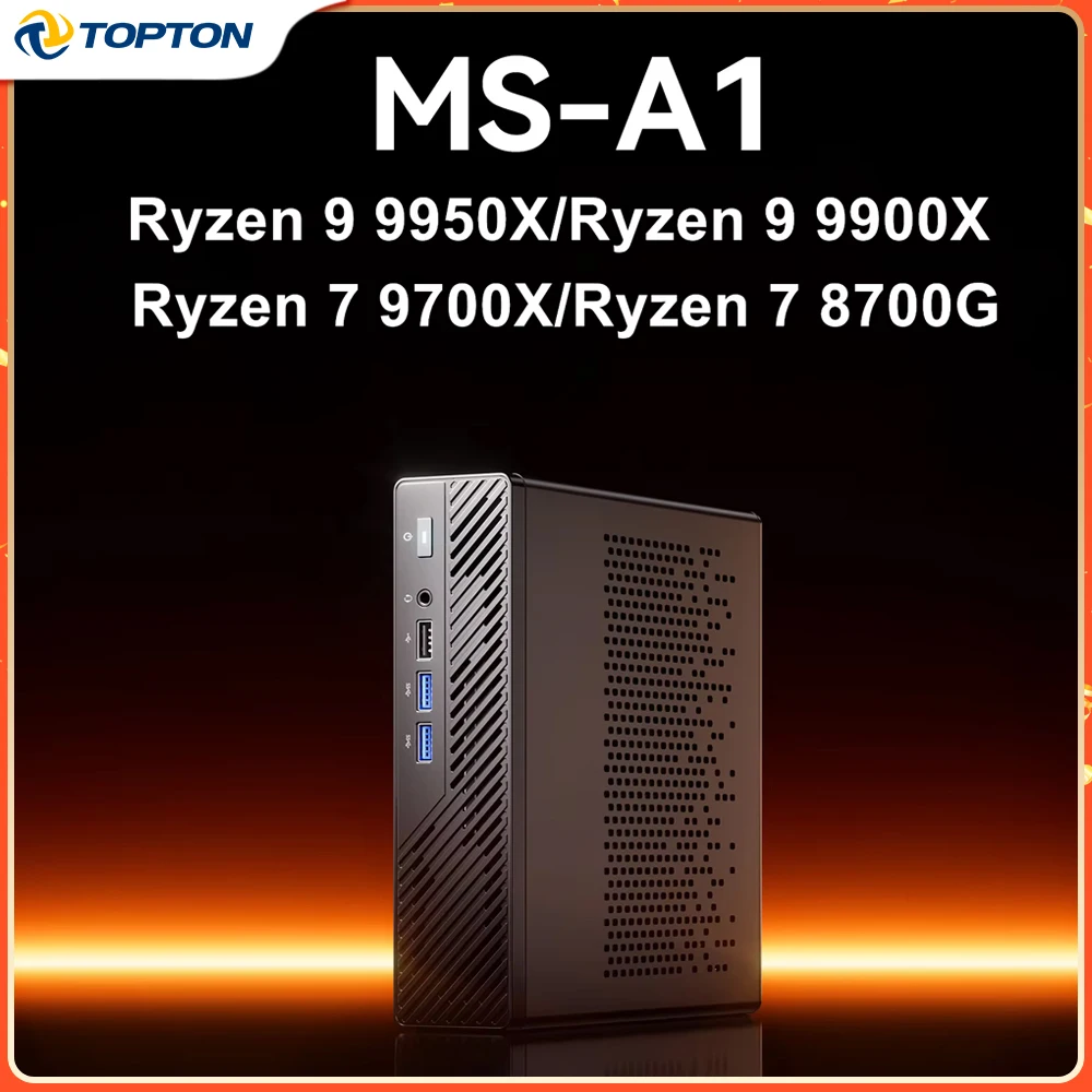 MINISFORUM MS-A1 AMD Gaming Mini PC Ryzen 9 9950X R7 9700X 4*NVMe 2*2.5G LAN 2*DDR5 Oculink Powerful Computer Workstation WiFi6