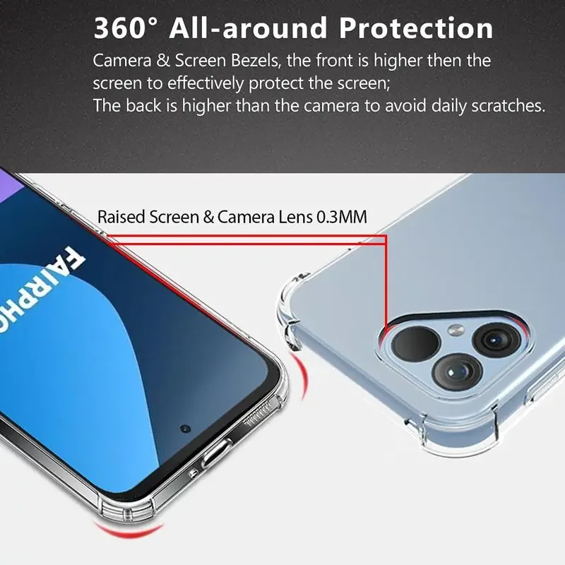 Capa de telefone transparente tpu para fairphone 5 fairphone5 capa protetora quatro cantos à prova de choque fundas capa