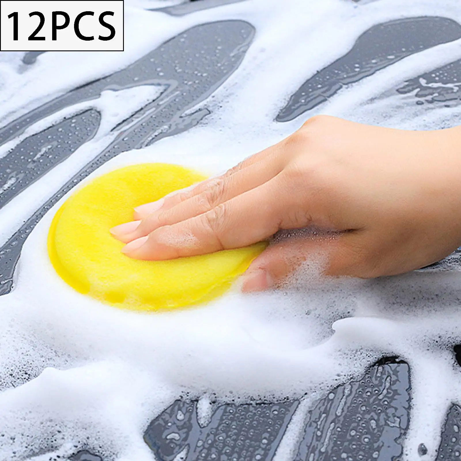 12 Pieces Sponge Pads Kits Pressed Edge Car Polishing Pads Fit for Automobiles Yachts