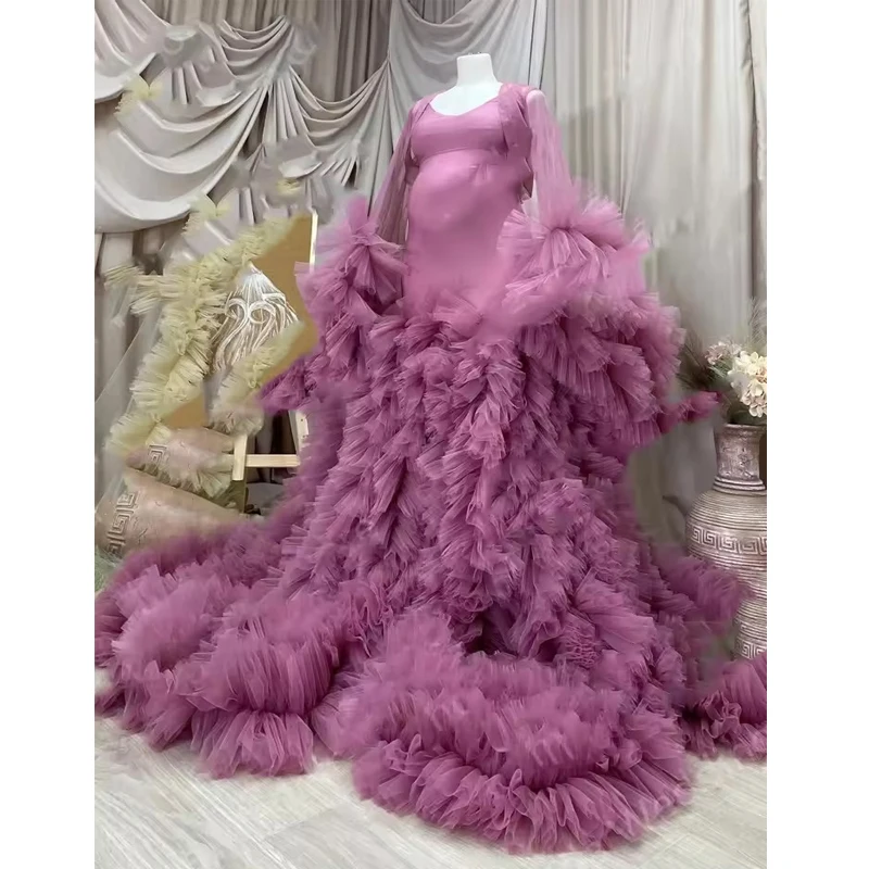 Ruffles shawl Maternity Dress suit for Photography Baby Shower платье для беременных فساتين حوامل vestidos para embarazadas