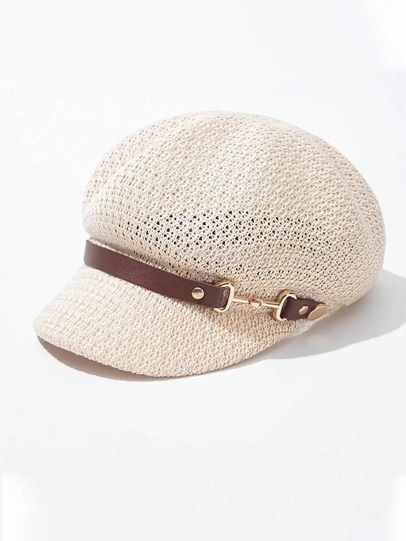 Hollow Breathable Octagonal Beret Cap for Women, Spring Summer Sun‑Shading Visor Hat, Versatile Casual Daily Wear view 6