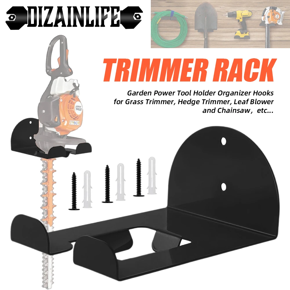 

Wall Mounted Grass Trimmer Rack Garden Power Tool Hanger Weed Whackers Holder Chainsaw Storage for Trimmer Hedge Garden Tools