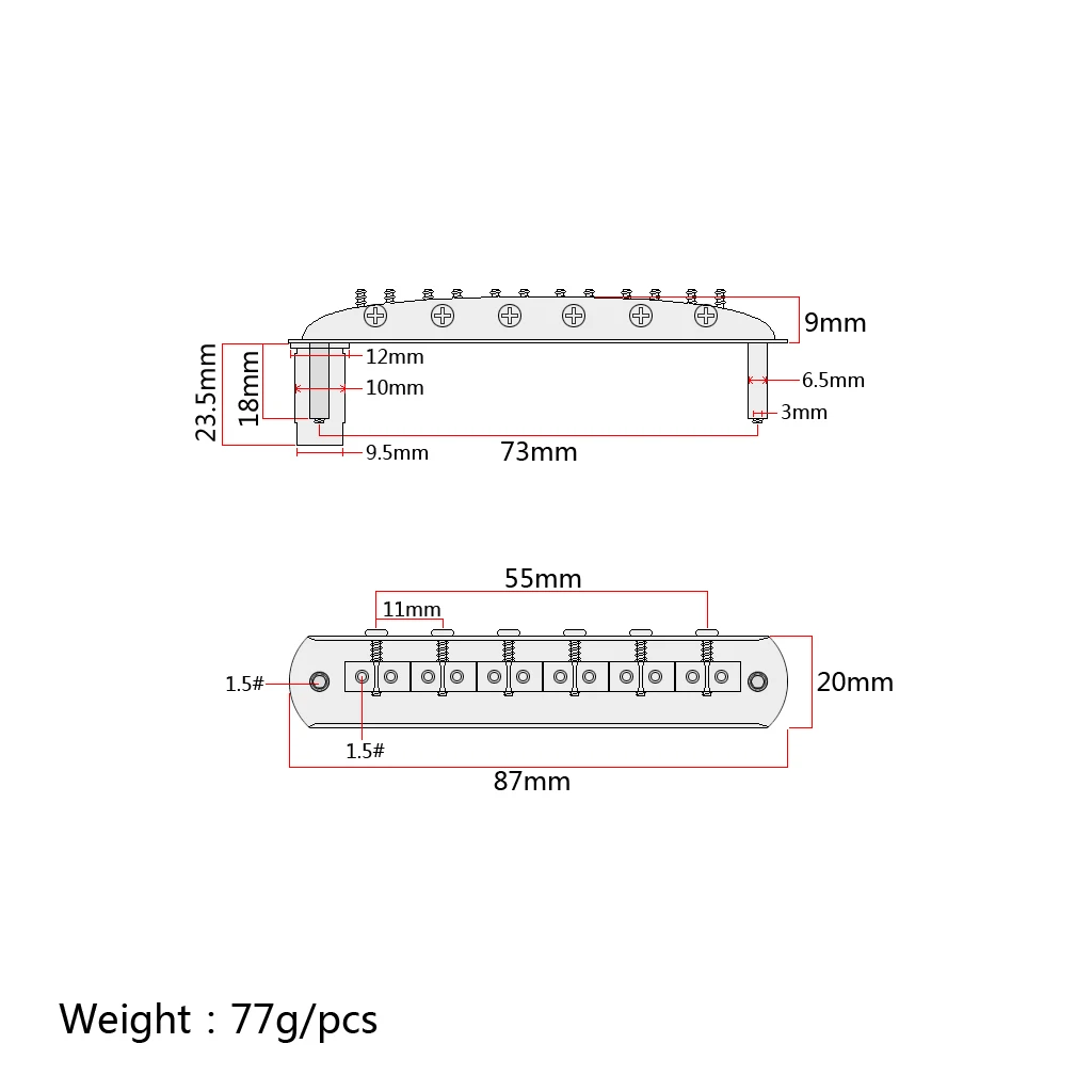 Gitar eyer köprü çinko alaşım elektrik gitar eyer Mustang Jaguar Jazzmaster gitar için yedek parçalar Tailpiece Accessor