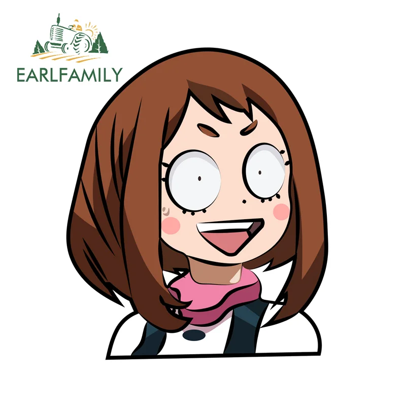 

Наклейки EARLFAMILY Academia Ochaco Surprised: популярный аниме-товар, водонепроницаемые наклейки для бампера, багажника, лобового стекла, подходят для всех типов транспортных средств