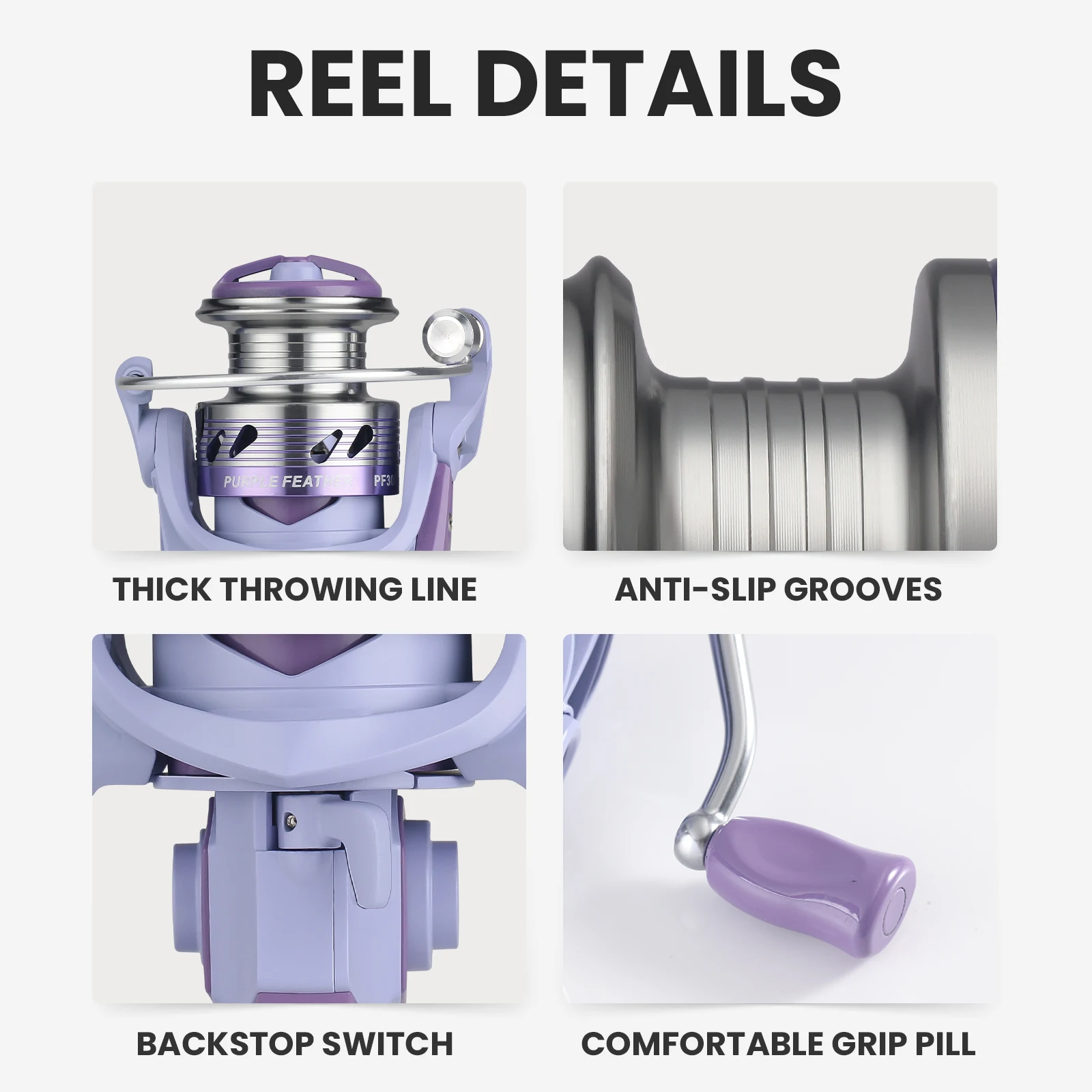 HAUT TON Halloween Purple Spinning Reel 5.2:1 Gear Ratio 8KG Max Drag Ambidexious For Outdoor Saltwater And Freshwater Fishing