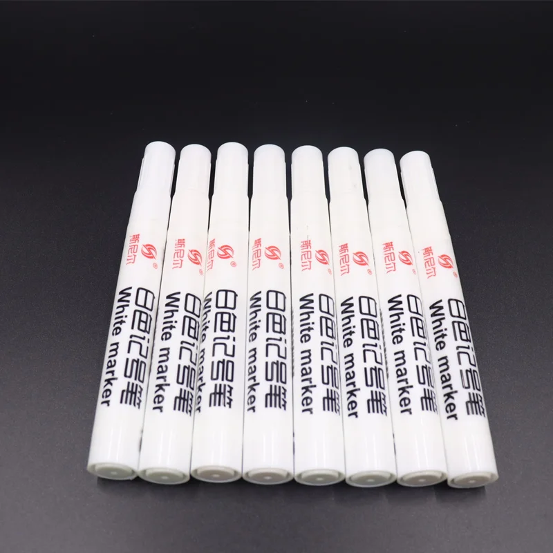 6pcs For Metal Mark Pen 3.0 White Black Red Blue Oiliness Ink Permanent Fadeless Waterproof For Mechanics Engineering Factory