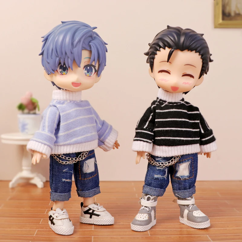 Ob11 Doll Clothes Striped Turtleneck Sweater For BJD Gsc 1/12 Doll Decoration Accessories Doll Model Clothes 12 Points