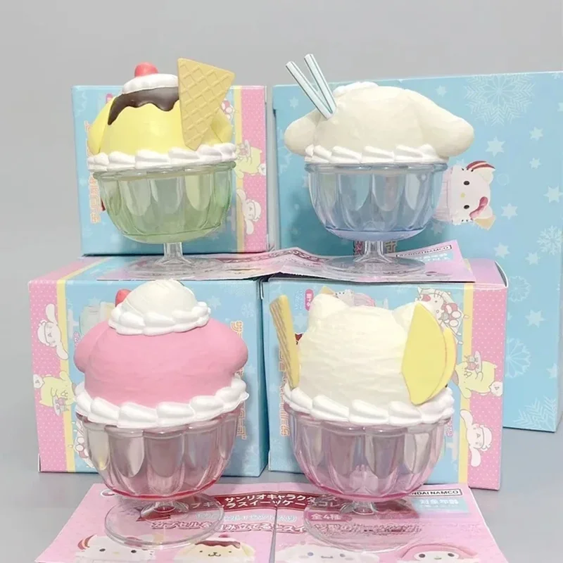 Kawaii Anime Figure Model Toys Dessert Tazza di gelato Cinnamoroll Decorazione del desktop Scatola a sorpresa carina Giocattoli per bambini Regali di compleanno