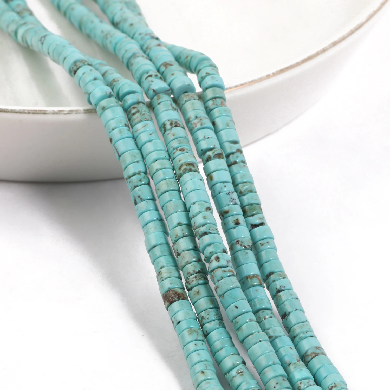 4*2mm Natural Turquoises Stone Bead Blue Rondelle Loose Spacer Beads for Jewelry DIY Making Bracelets Necklace Accessories 15''