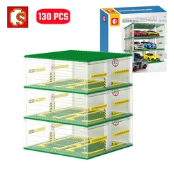 SEMBO BLOCK DIY Sports Car Garage Building Blocks Technology Racing Vehicle Storage Display Cabinet Bricks Kids Toys Boys Gifts