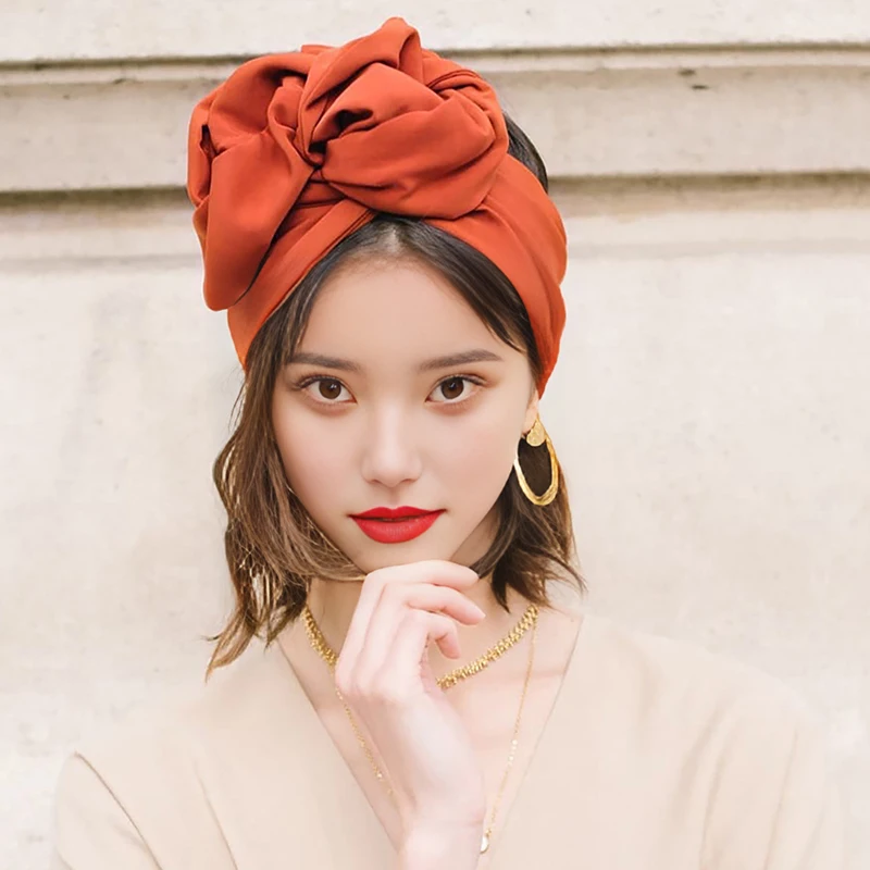 

2025 French Vintage Turban Hat Fashion Women's Cross Head Scarf Hat Muslim Headscarf Bonnet Slouchy Style Adult Hair Cover