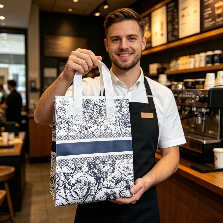 5-teiliges Set Isolierte Transporttaschen, Tragbare Kühltaschen für Milchtee und Kuchen, Wasserdichte Faltbare Vliesstofftaschen, Erwachsenen-Lunchboxen, Inklusive Isolierte Lunchtaschen, Stapelbare