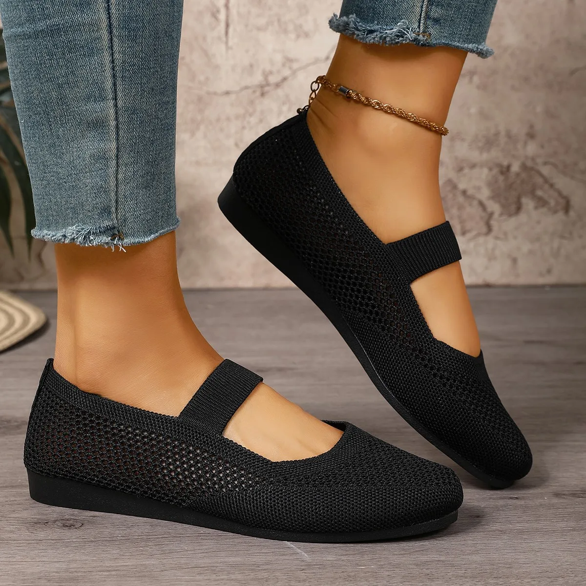 Fashion Hollow Out Women Flats Shoes Knitting Breathable Foldable Loafers Ladies Comfortable Lightweight Soft Sole Single Shoe