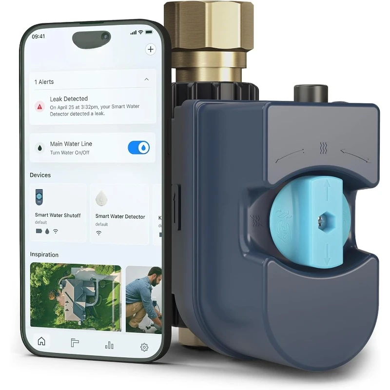 Flo Smart Water Monitor and Automatic Shutoff Sensor, Wi-Fi Connected Water Leak Detector for 1-Inch Diameter Pipe, 900-006