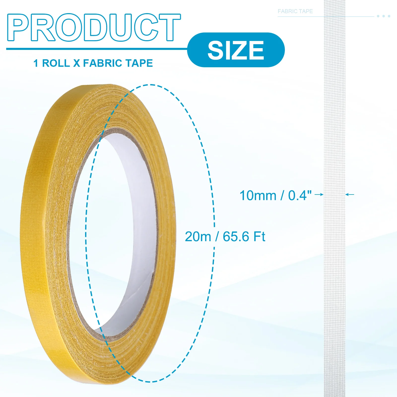 20m/66 ft Double Sided Fabric Tape Mounting Rug Tape Clear Carpet Adhesive Tapes with Fiberglass Mesh for Clothes DIY Craft