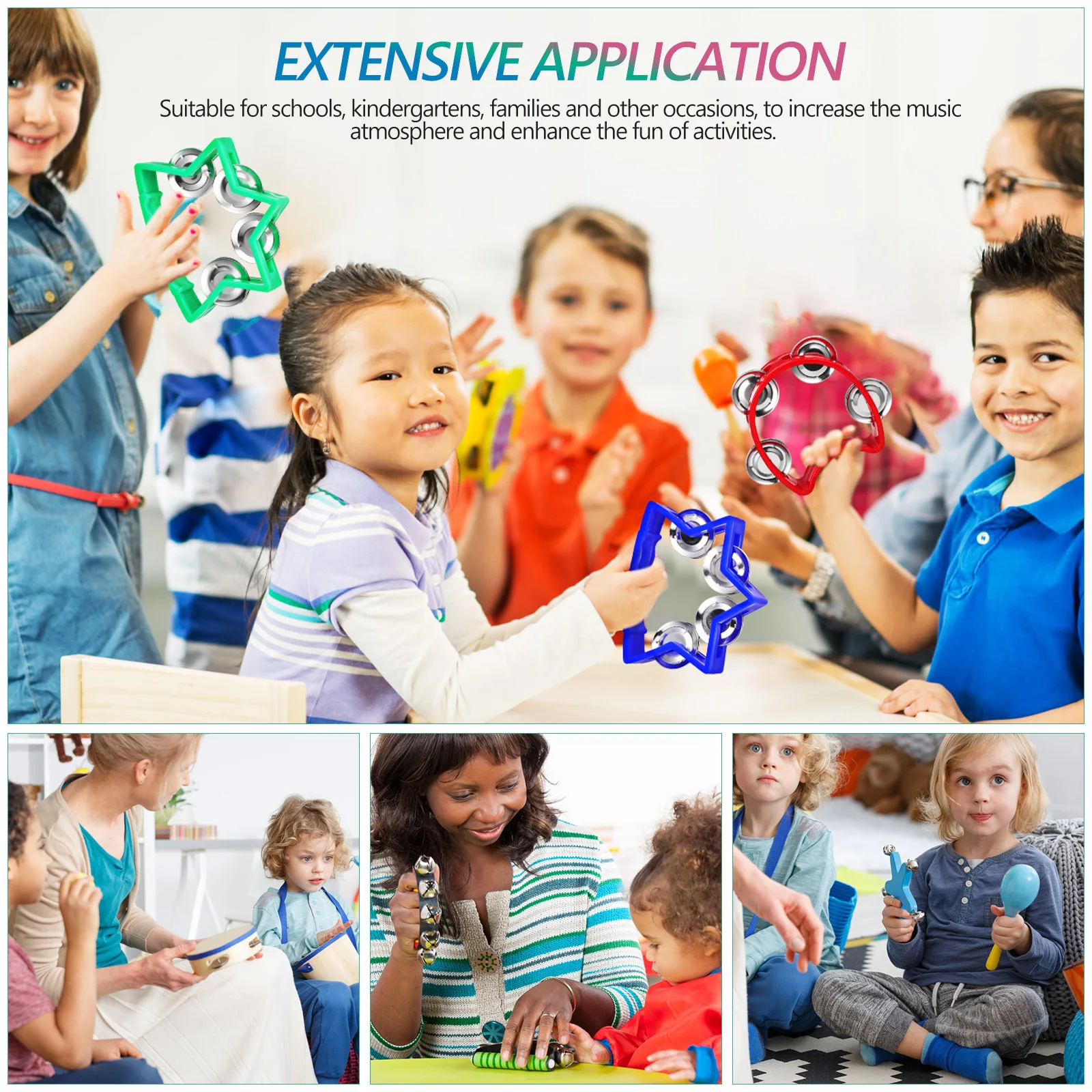 

16Pcs Hand Jingle Bells Small Shaking Instruments Portable Music Education Party Dance Rhythm Beginners Bells Hand Shaking Bell