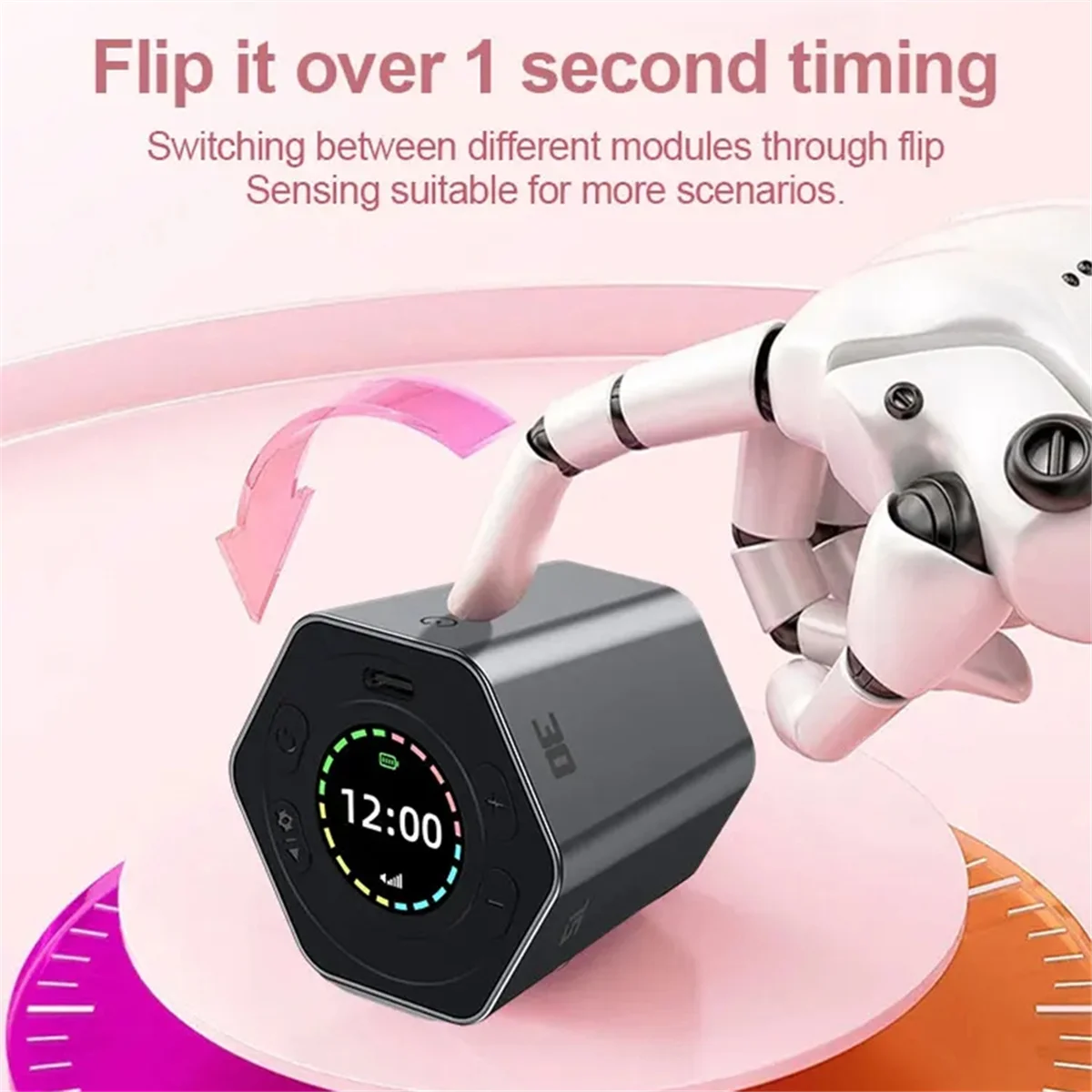 Digital Clock Timer Magnetic Timer Kitchen Hexagon Flip Timer for Studying Cooking Exercising Easy to Use Magnetic