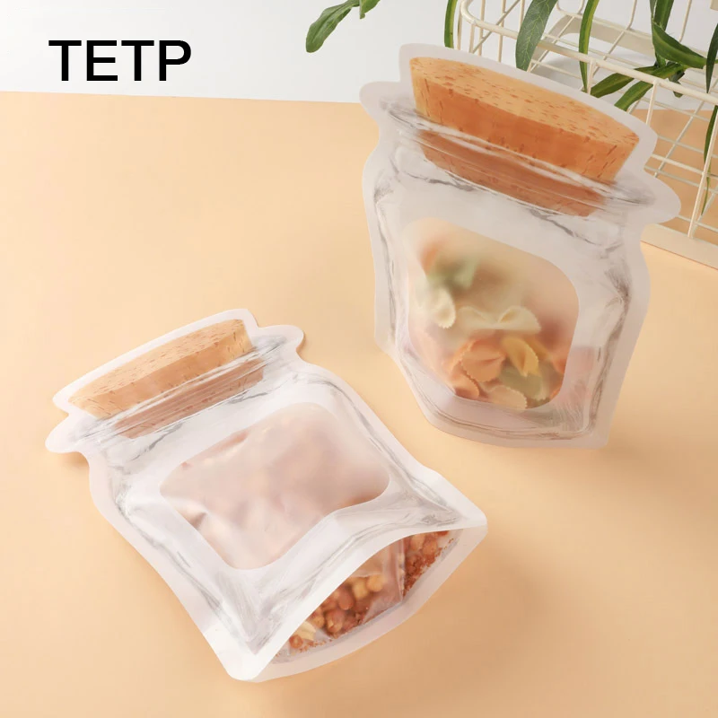 TETP 50Pcs White Bottle Shape Bags With Frosted Window Home Snack Candy Cookies Nuts Packaging Decoration Home Party Favors