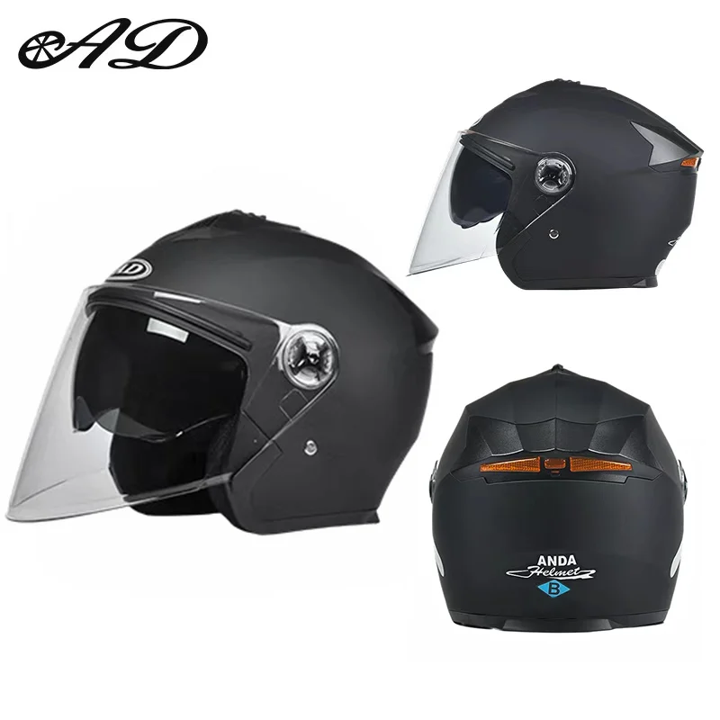 

High Quality Motorcycle Helmets Moped Helmet Electric Scooter for Men Women With Double Visor Bicycle Light Bike Helmets Factory