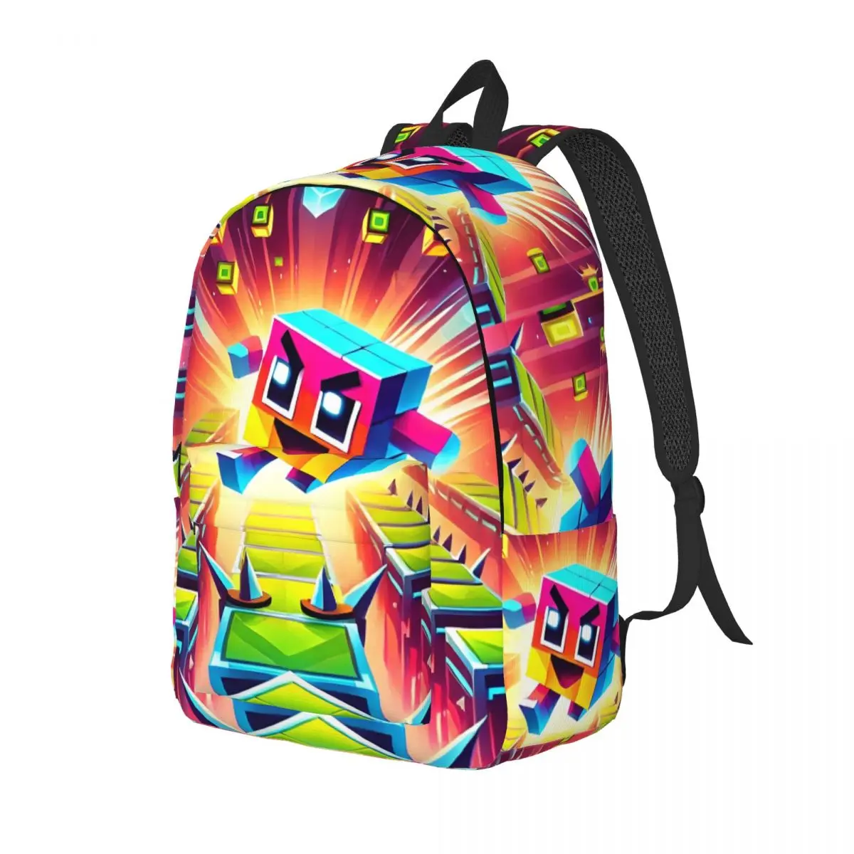 Geometry Cube-mochila Gaming Dash para hombre y mujer, morral de lona para estudiantes de secundaria primaria, mochila de lona para senderismo