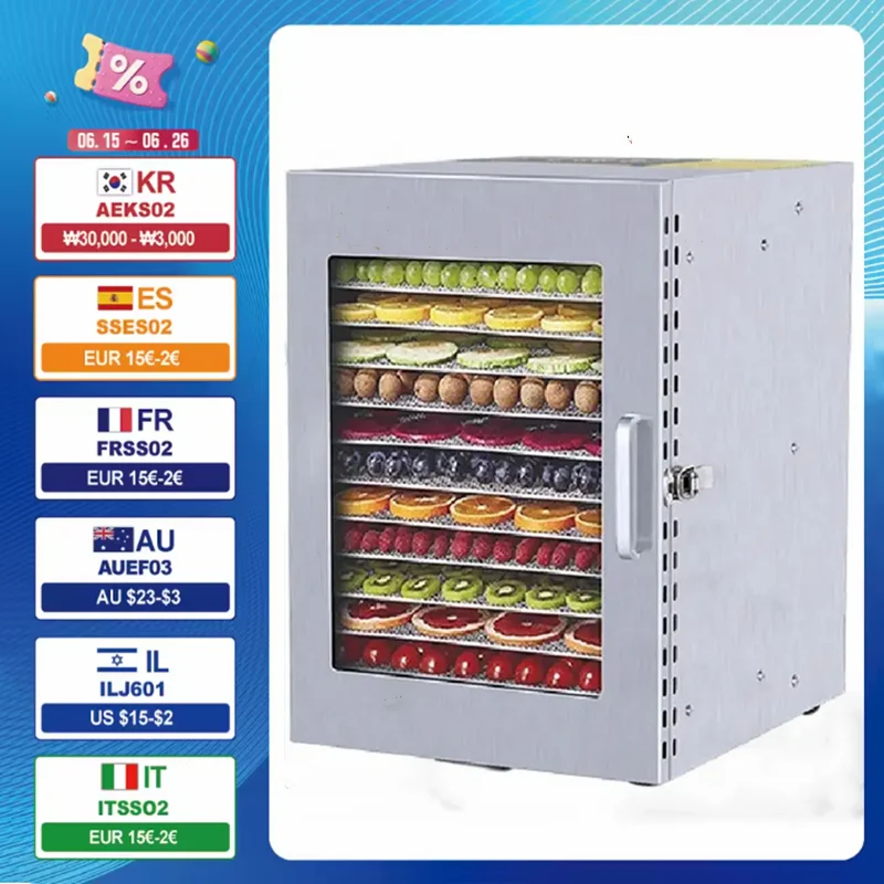 

12-Layer CNC Button Dryer Household Stainless Steel Fruit, Vegetable And Dried Fruit Machine Pet Food Dehydration Air Dryer Home