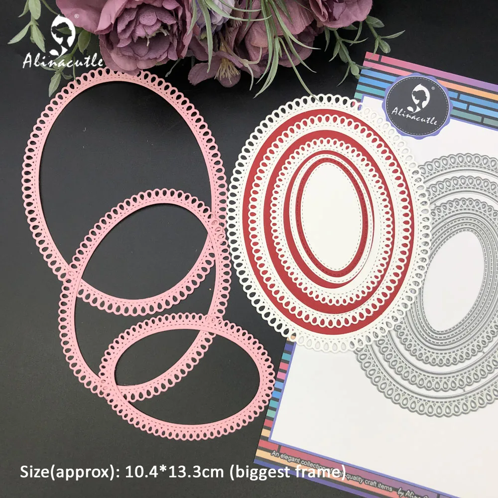 Alinacutle Metal Cutting Die Cut Tear Drop Nesting Oval Frame Scrapbook Paper Craft Album Handmade Card Template Die Cutting