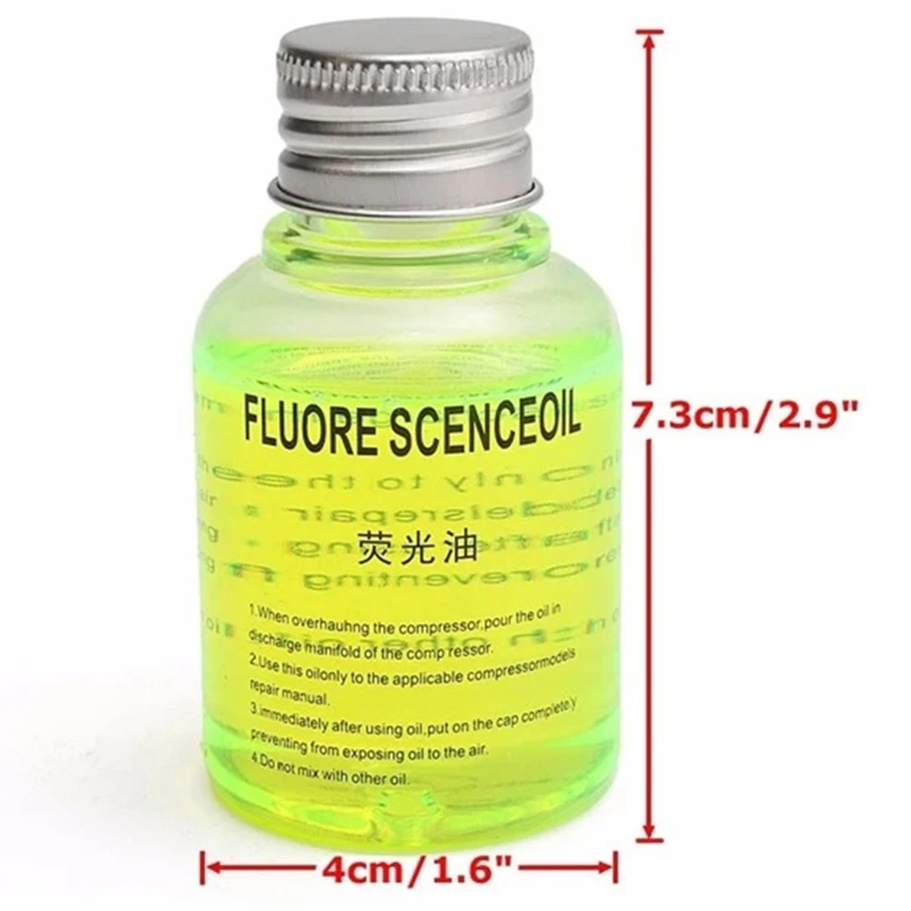 자동차 에어컨 형광 오일 염료, UV 빛 누출 감지 추적기, R134A, R404A, R22, R32 냉매용 누출 테스트, 60ml