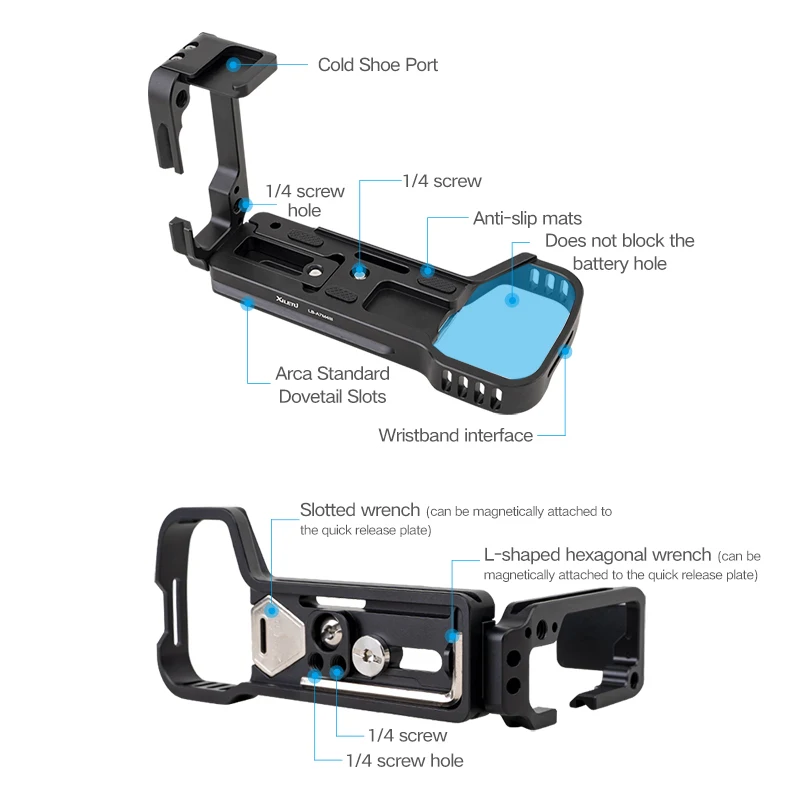 XILETU L-type quick release plate Arca Swiss vertical clapboard L plate is suitable for Sony A7M4/A7R4 camera tripod accessories