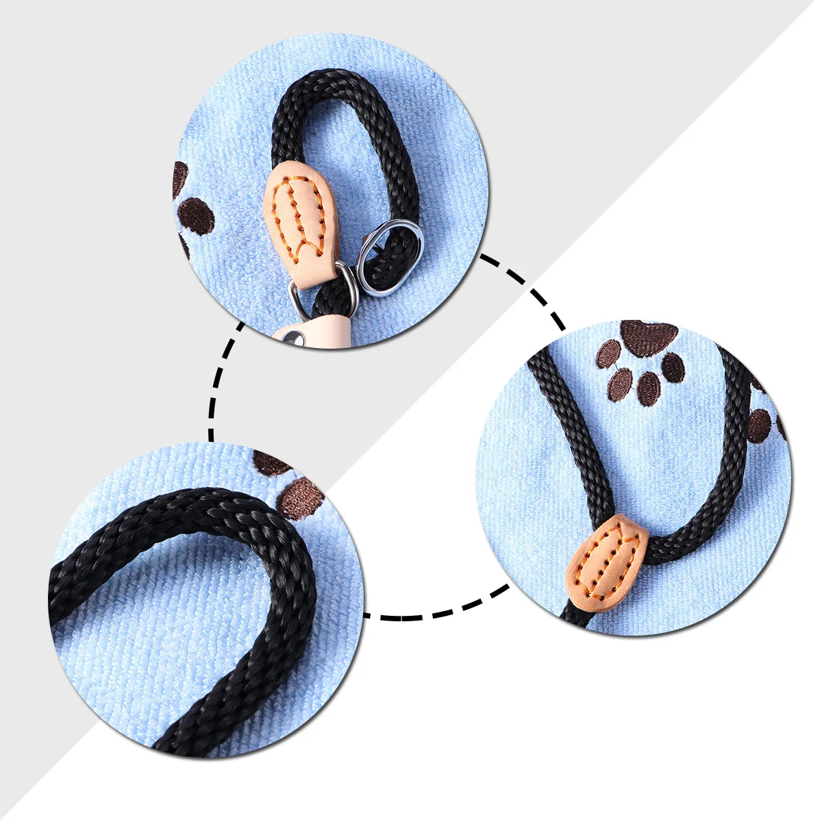 

Durable Pet Training Leash Sturdy Dog Collar Lead Heavy Duty Nylon Material Metal Buckle Adjustable Control Handle Fits Medium