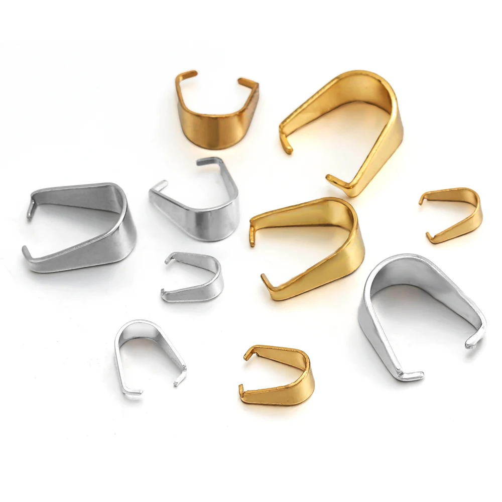 

50pcs Gold Plated Stainless Steel Buckle Clasp for Pendants Charm Connectors Clip Pinch Bail Clasp DIY Jewelry Making Supplies