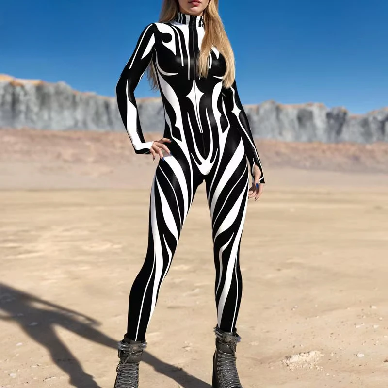 Women BuzzSaw Costume Sexy Jumpsuit Elegant Sporty Party Bodysuits Art Festival Catsuit Performance Show Zentai Suit