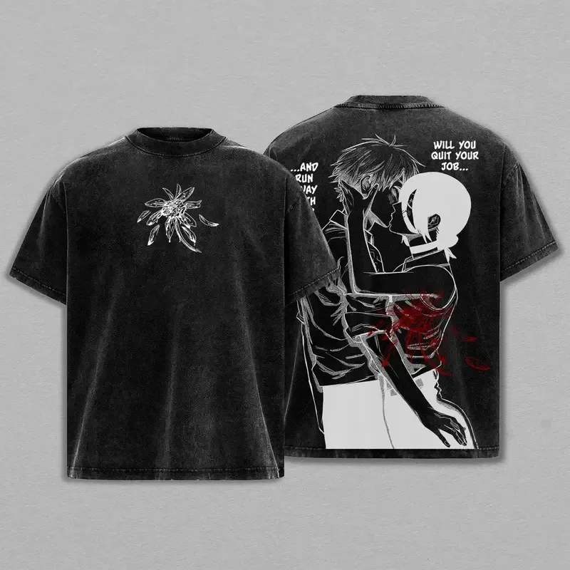 اليابانية الساخن أنيمي Denji Pochita الجرافيك تي شيرت الرجال النساء غسلها القطن بلايز خمر ملابس فضفاضة Harajuku الذكور تي شيرت #4