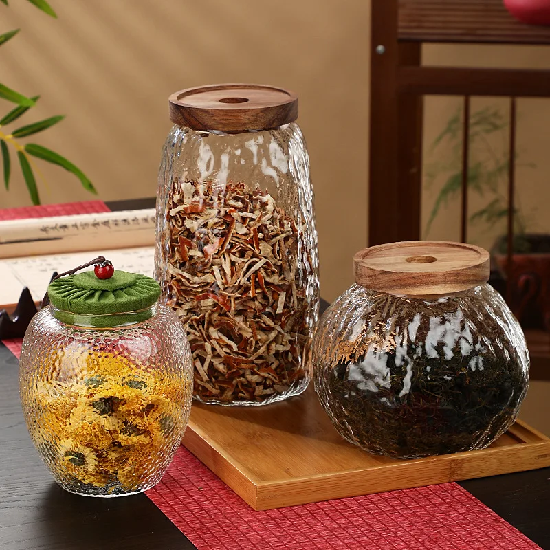

Tree Stump-shaped Glass Sealed Jar for Candy Tea Storage Moisture-proof Glass Display Bottle Food Containers Household Items