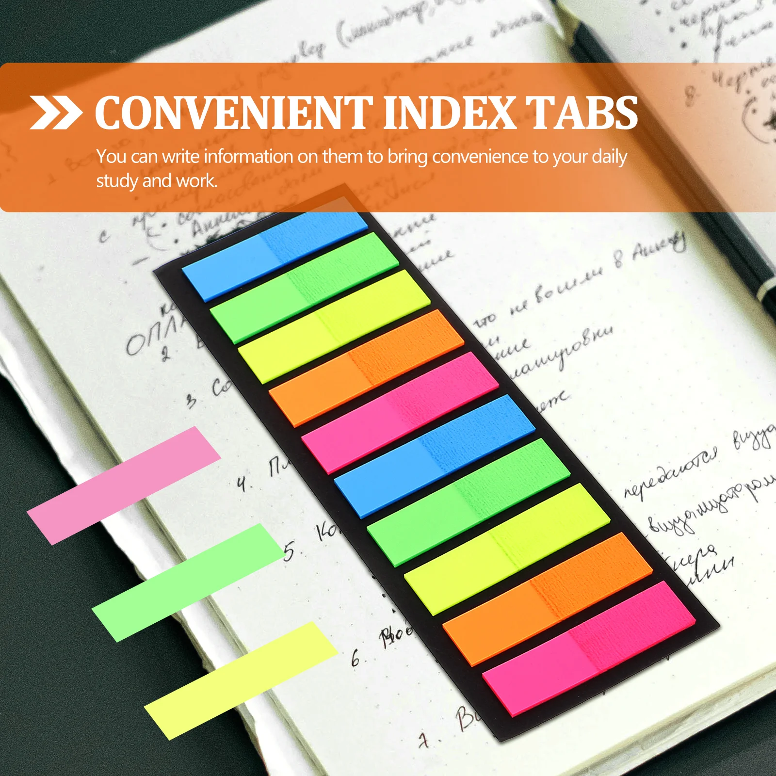 

2 set 2 Sets Fluorescent Sticky Tabs For Books Bright Color Writable Index Page Markers Annotation Tabs Office School Supplies