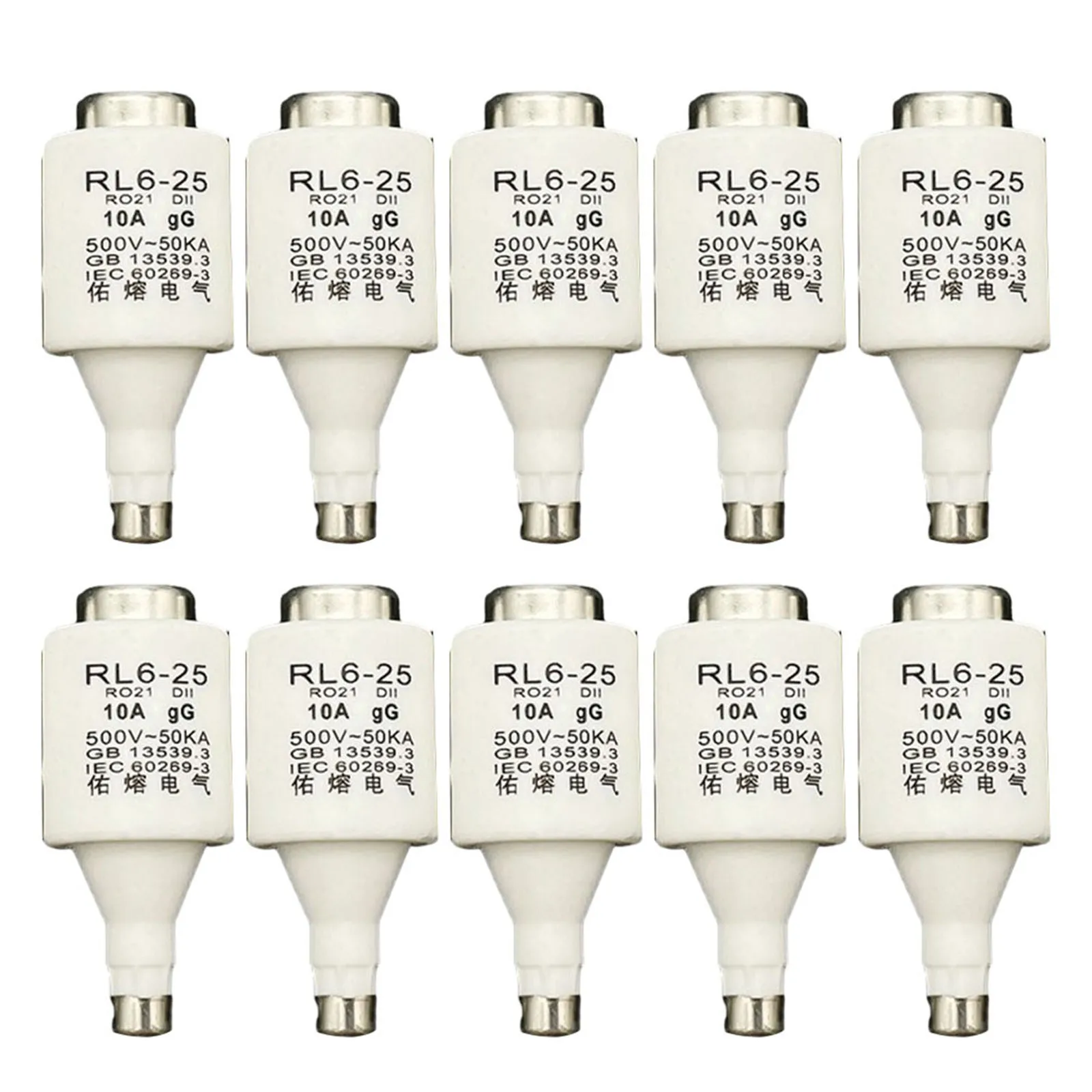 

Reliable Performance 10 Piece Pack of RL625 R021 DII E27 SpiralCeramic Fuses for Efficient Equipment Protection