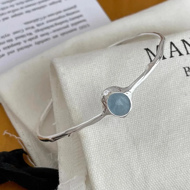 VENTFILLE Armbänder aus 925er-Sterlingsilber mit blauem Kristall für Damen, trendiger unregelmäßiger Zweig, vielseitiger Schmuck, Party-Geschenk, Großhandel