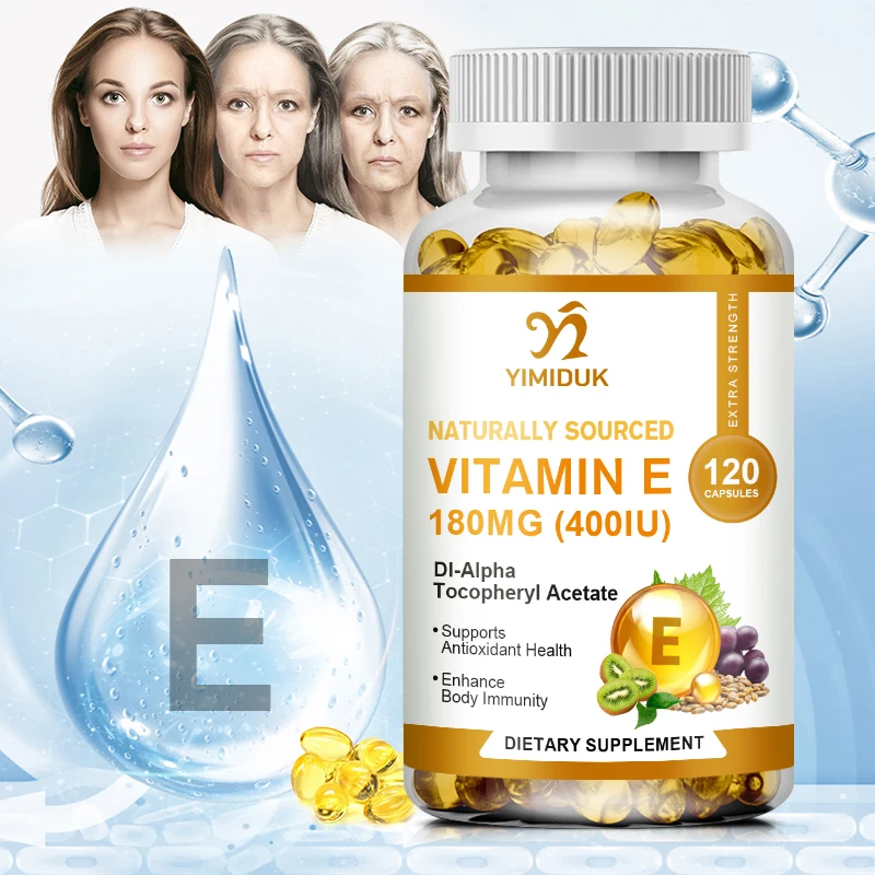 

Vitamin E 180mg (400 IU) Dl-Alpha Dietary Supplement for Antioxidant Support Vitamine Extract Capsules Anti-Wrinkle Whiten