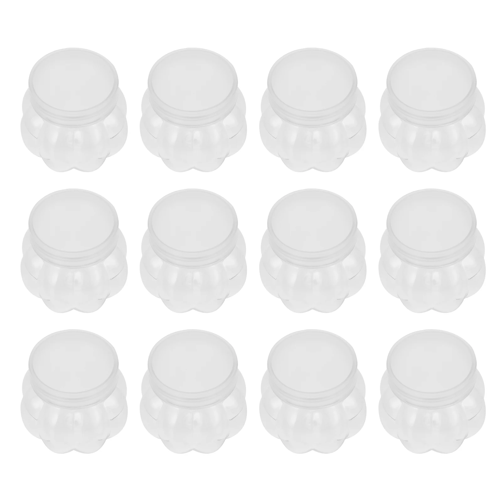 

12pcs Pumpkin Candy Jars Clear Plastic Storage 150ml Lids Fillable Snack Containers Mini Vessels Transparent Gift Packaging