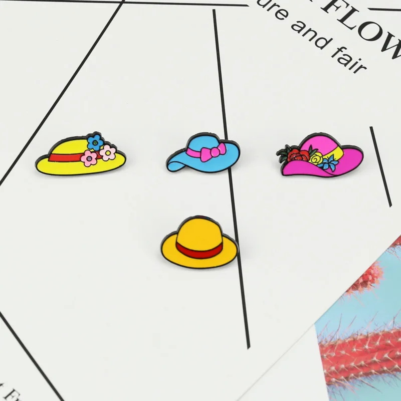 Cross border Sweet Cartoon Colored Hat Brooch Clothing Accessories Soft Girl Cute Straw Hat Beach Hat Badge