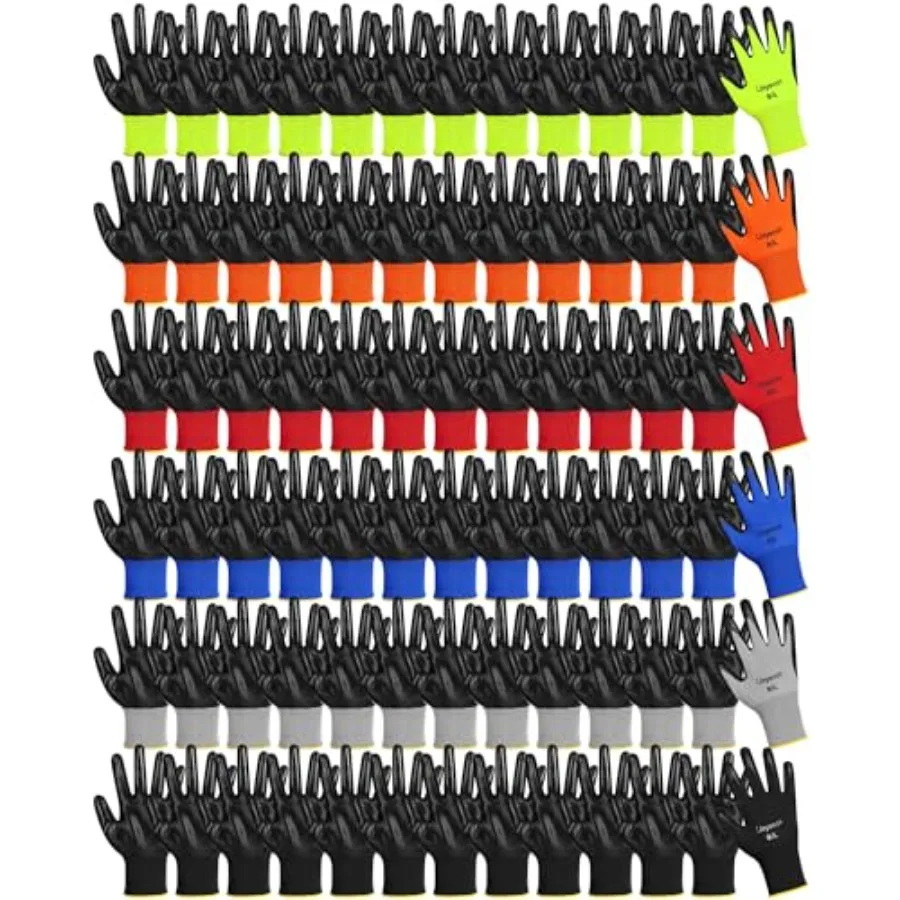 

Maxcheck PU Coated Gloves Bulk Reusable Rubber Safety Gloves for Men Women Work Warehouse Mechanic Woodworking