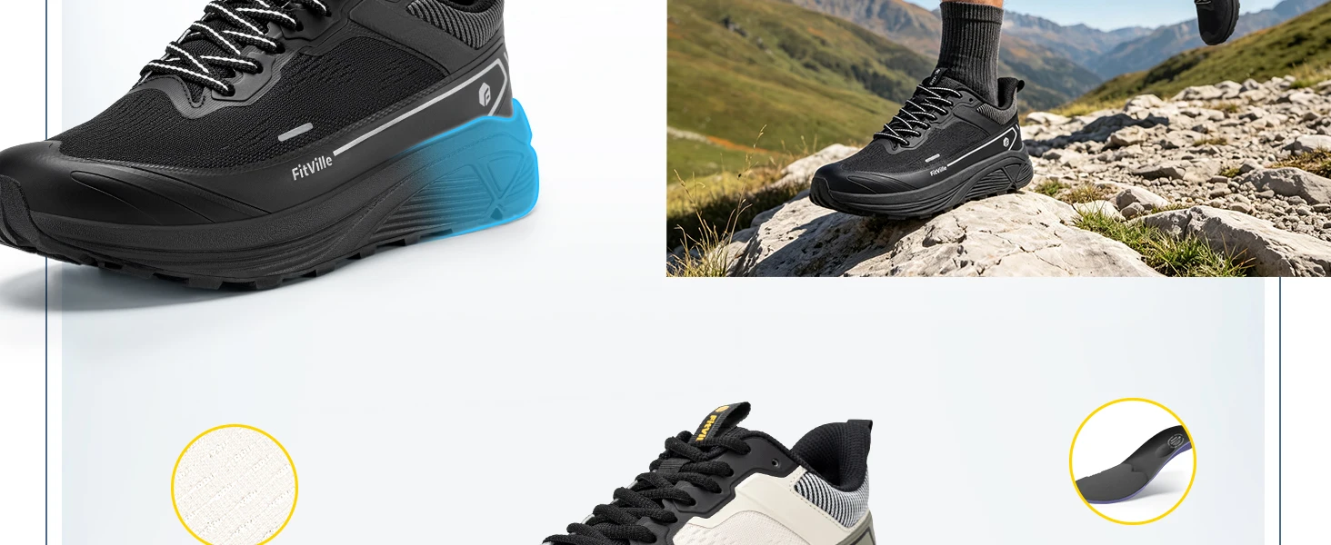 FitVille Herren Trail-Laufschuhe mit breiter Zehenpartie, lässige Sportschuhe, atmungsaktive, rutschfeste Wanderschuhe mit Dämpfung für Herren – Detail 7