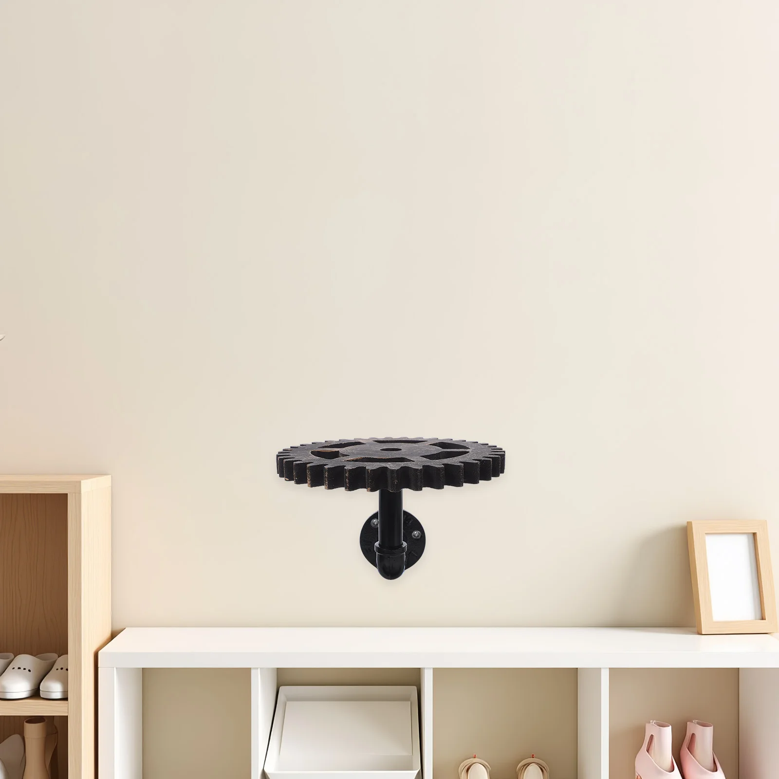 

1pcs Vintage Iron Wall Shelf Industrial Pipe Floating Rack For Kitchen Bathroom Bedroom Steampunk Gear Design Metal Bracket